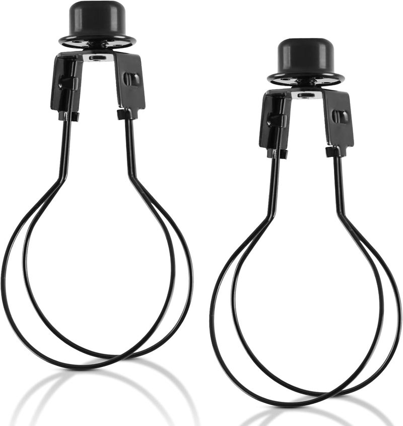OmiSun Lamp Shade Light Bulb Clip Adapter, Clip on Lampshade Adapter Includes Finial and Lampshade Levellers to Keep Lamp Shade in Place, Lamp Shade Holder for Clip On Light Bulbs Black 2 Pack - Image 1